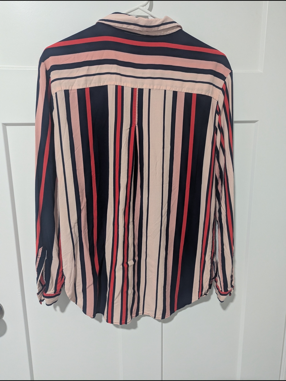 Zac & Rachel Vertical Stripe Button-Down Shirt in Pink, Navy & Red - Picture 3 of 3